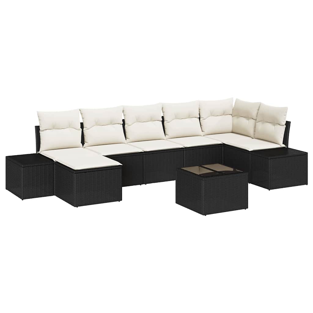 vidaXL Zestaw Sof na Ogród z poduszką 7 pcs Czarny polirattan