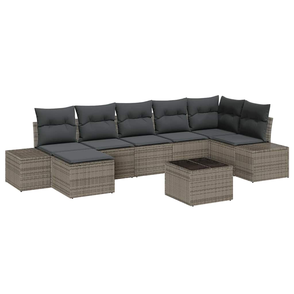 vidaXL Zestaw Sof na Ogród z poduszką 7 pcs Szary polirattan