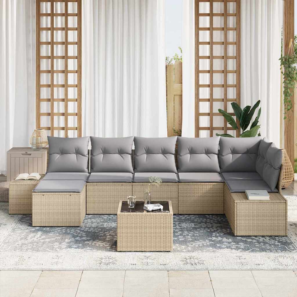 vidaXL Zestaw Sof na Ogród z poduszką 7 pcs Beżowy polirattan