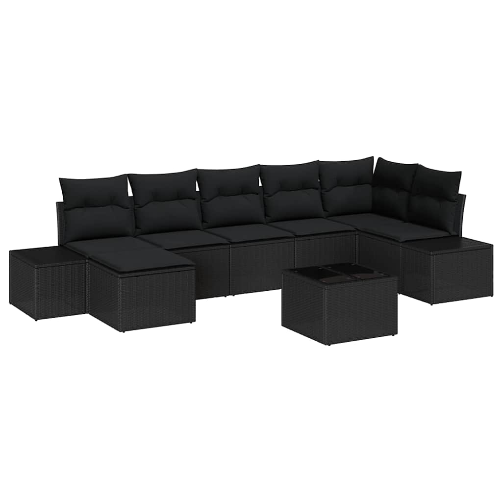 vidaXL Zestaw Sof na Ogród z poduszką 7 pcs Czarny polirattan