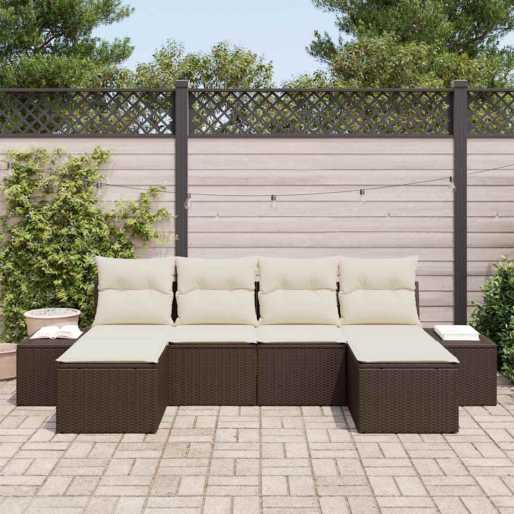 vidaXL Zestaw Sof na Ogród 4 pcs Brązowy i Kremowy polirattan
