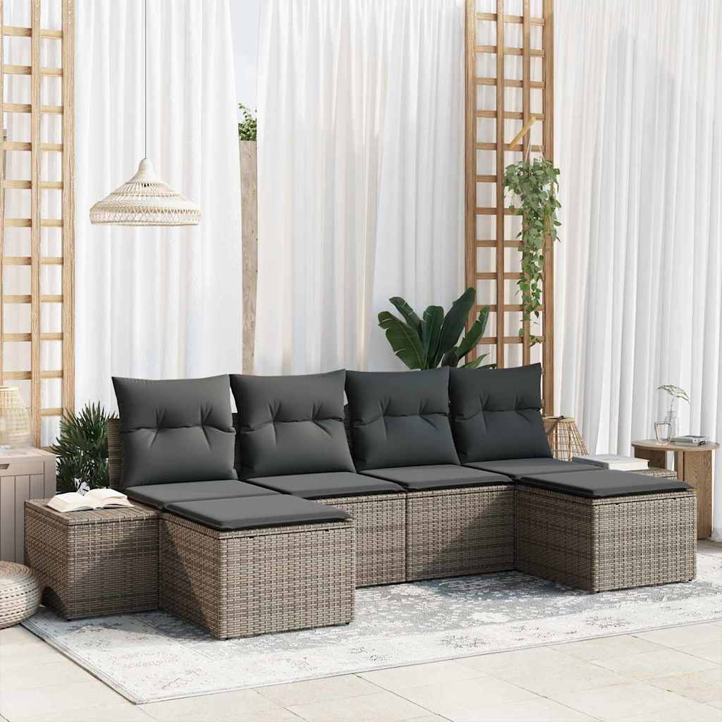 vidaXL Zestaw Sof na Ogród z poduszką 4 pcs Szary polirattan