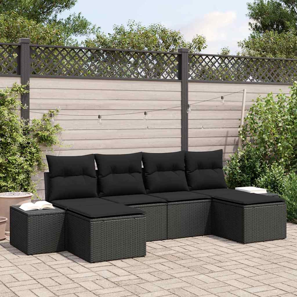 vidaXL Zestaw Sof na Ogród z poduszką 4 pcs Czarny polirattan