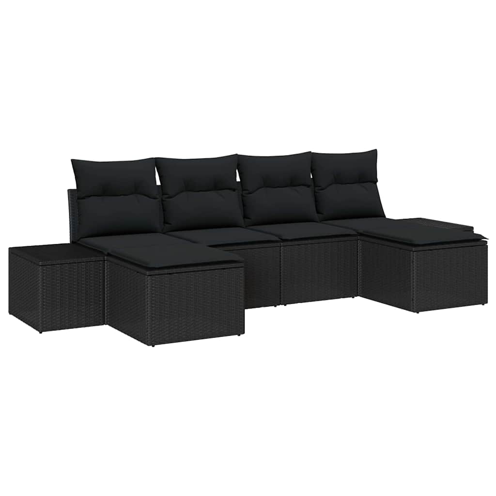 vidaXL Zestaw Sof na Ogród z poduszką 4 pcs Czarny polirattan