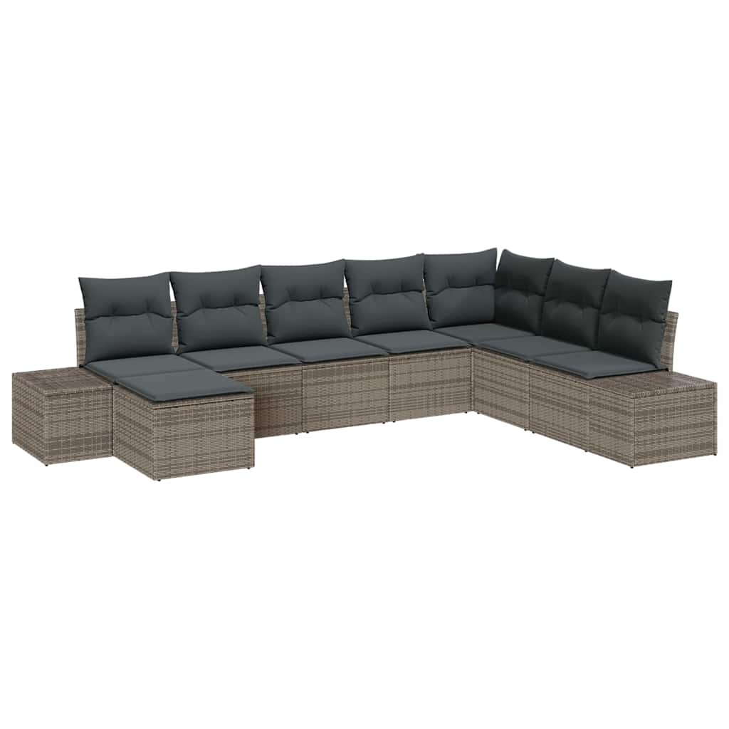 vidaXL Zestaw Sof na Ogród z poduszką 8 pcs Szary polirattan