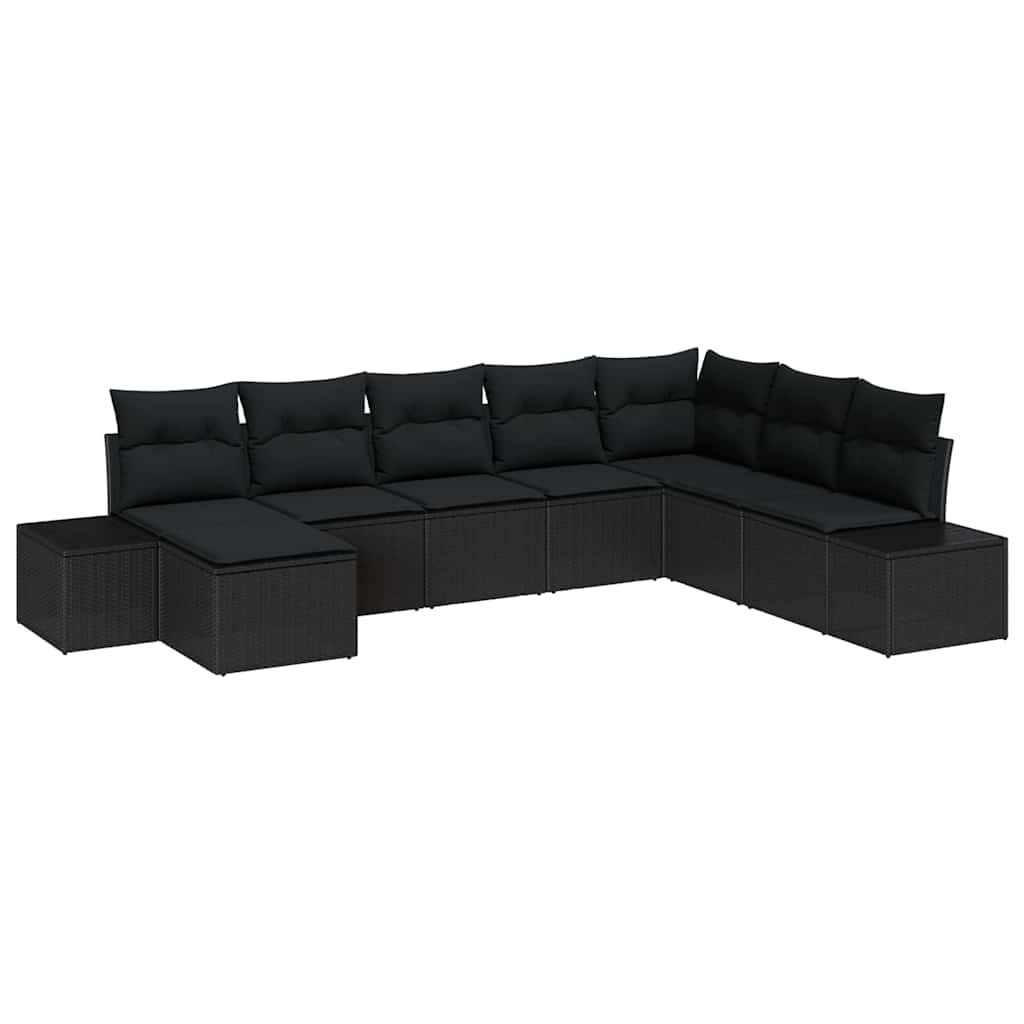 vidaXL Zestaw Sof na Ogród z poduszką 8 pcs Czarny polirattan