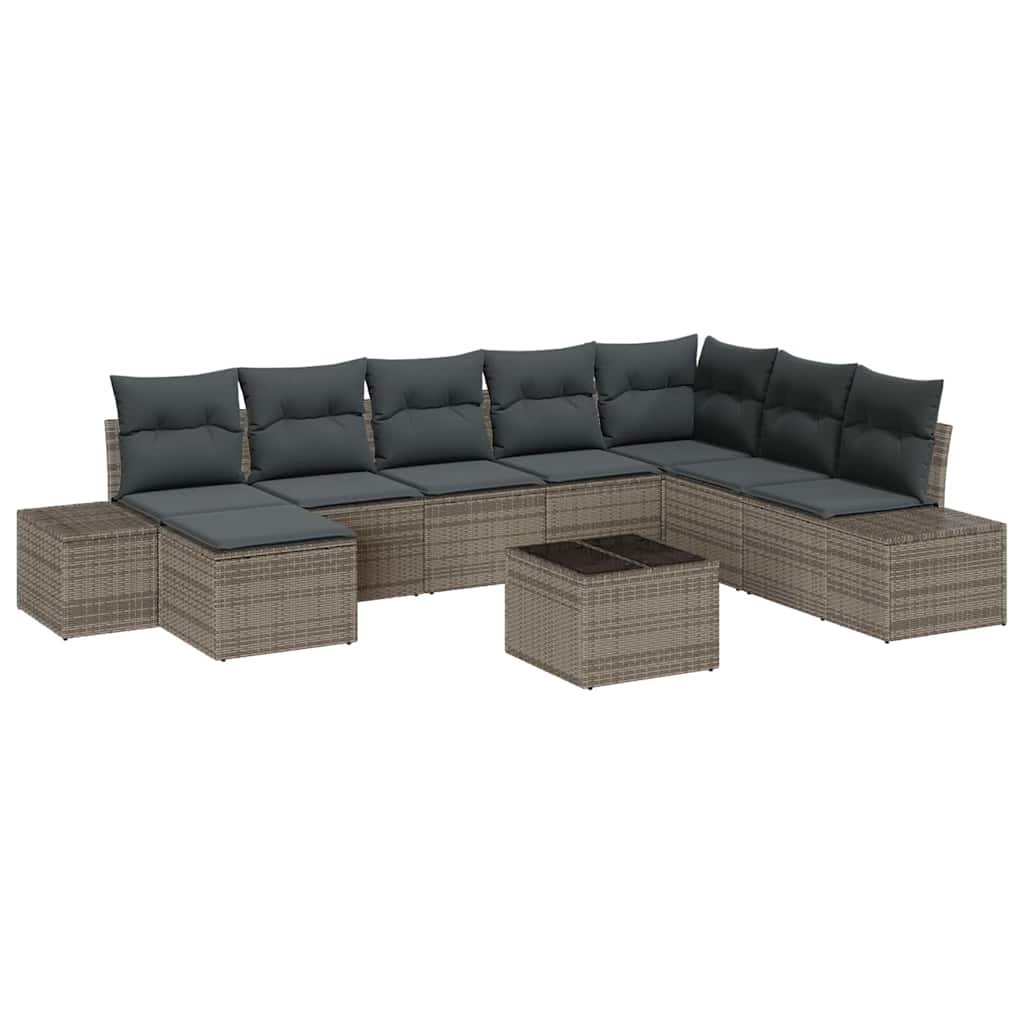 vidaXL Zestaw Sof na Ogród z poduszką 8 pcs Szary polirattan