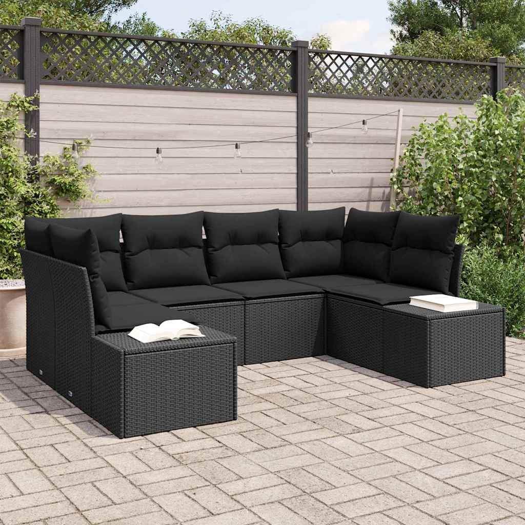 vidaXL Zestaw Sof na Ogród z przechowywaniem 6 pcs Czarny Polirattan