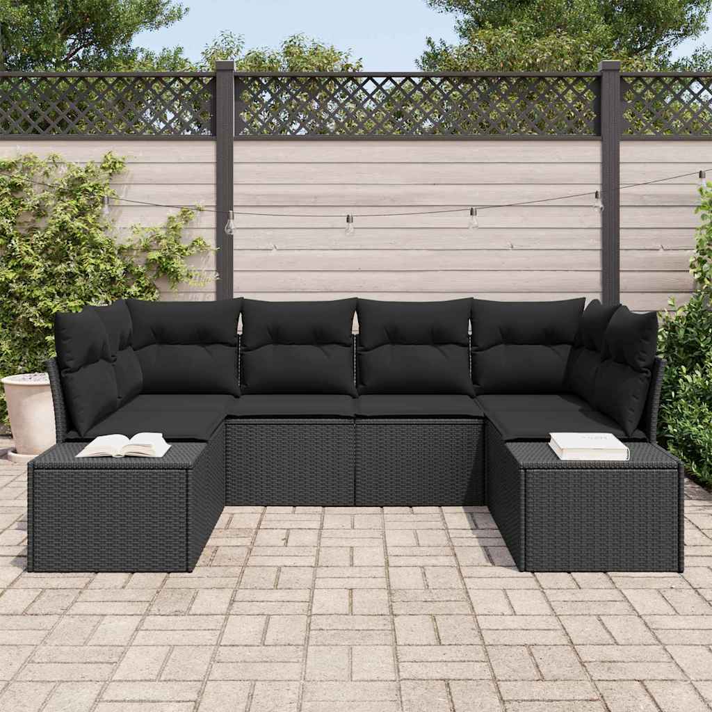 vidaXL Zestaw Sof na Ogród z przechowywaniem 6 pcs Czarny Polirattan