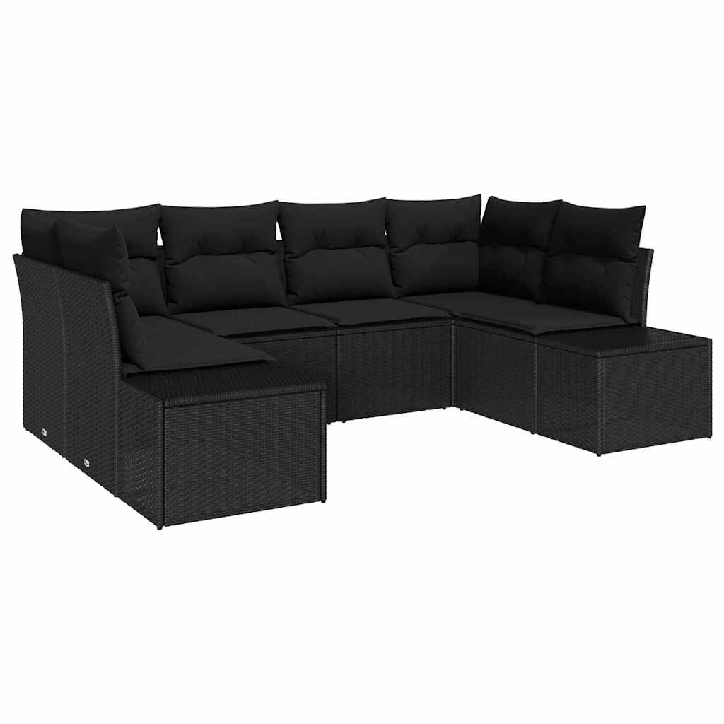 vidaXL Zestaw Sof na Ogród z przechowywaniem 6 pcs Czarny Polirattan