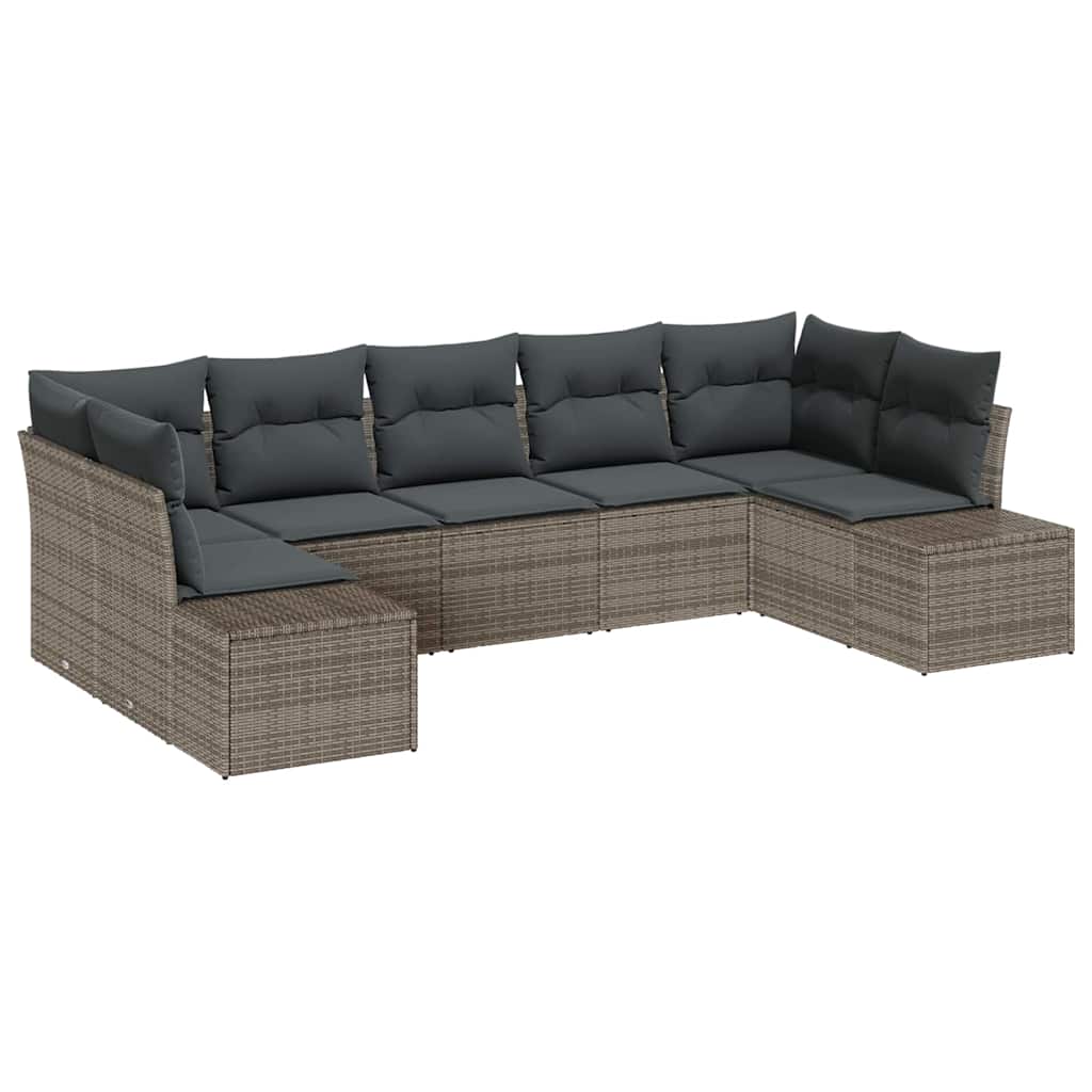 vidaXL Zestaw Sof na Ogród z przechowywaniem 7 pcs Szary Polirattan