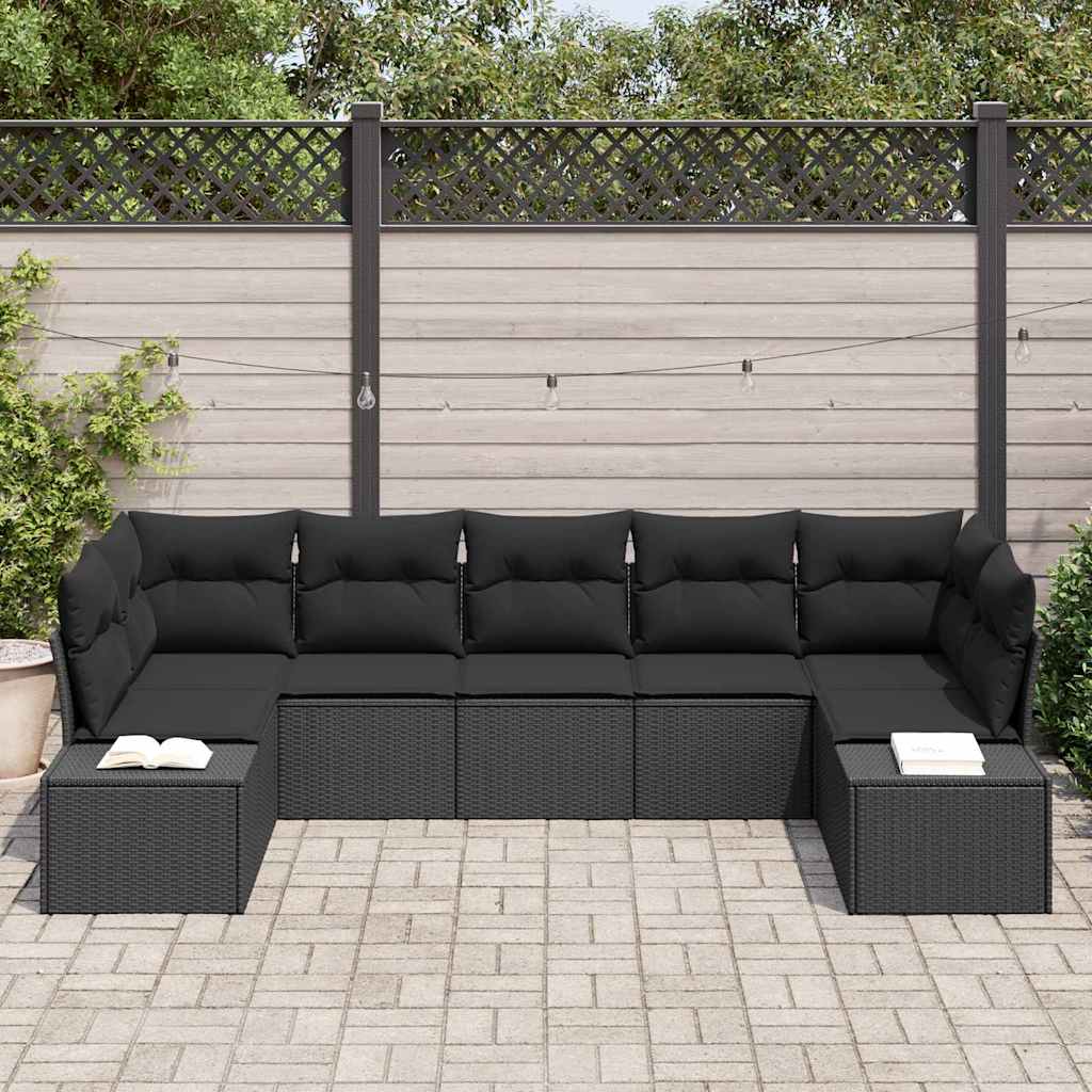 vidaXL Zestaw Sof na Ogród z przechowywaniem 7 pcs Czarny Polirattan