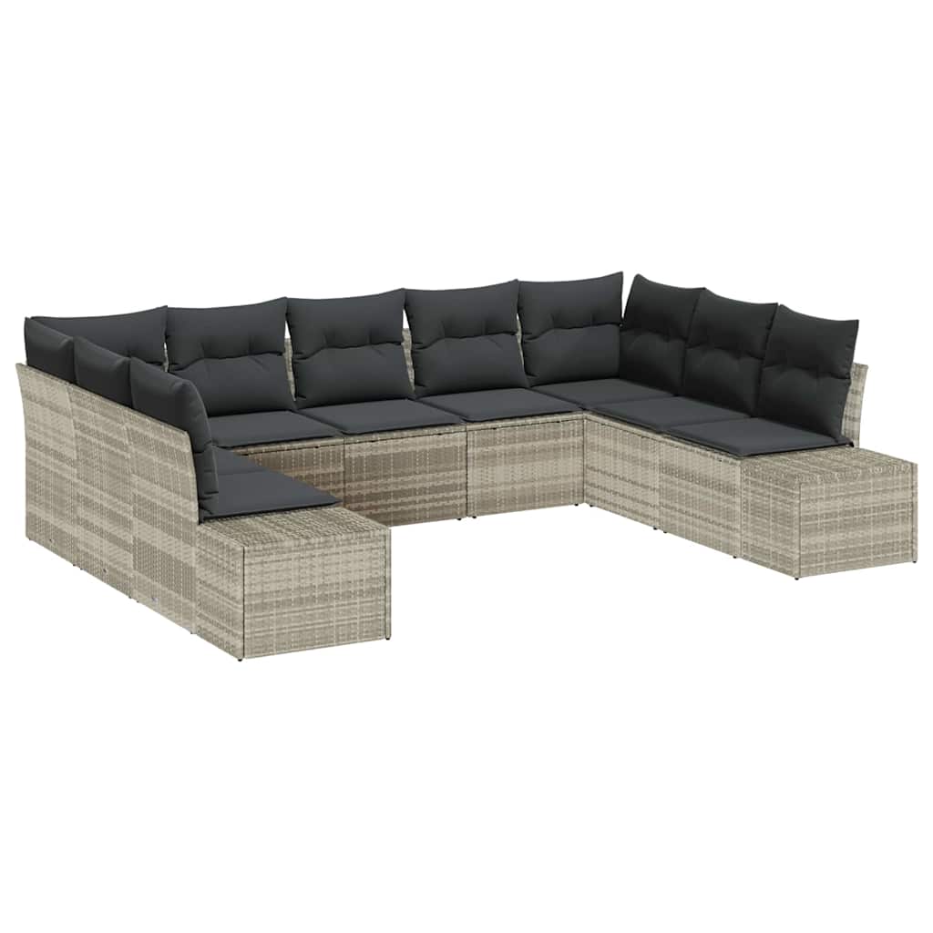 vidaXL Zestaw Sof na Ogród z poduszką 9 pcs Jasnoszary Technorattan