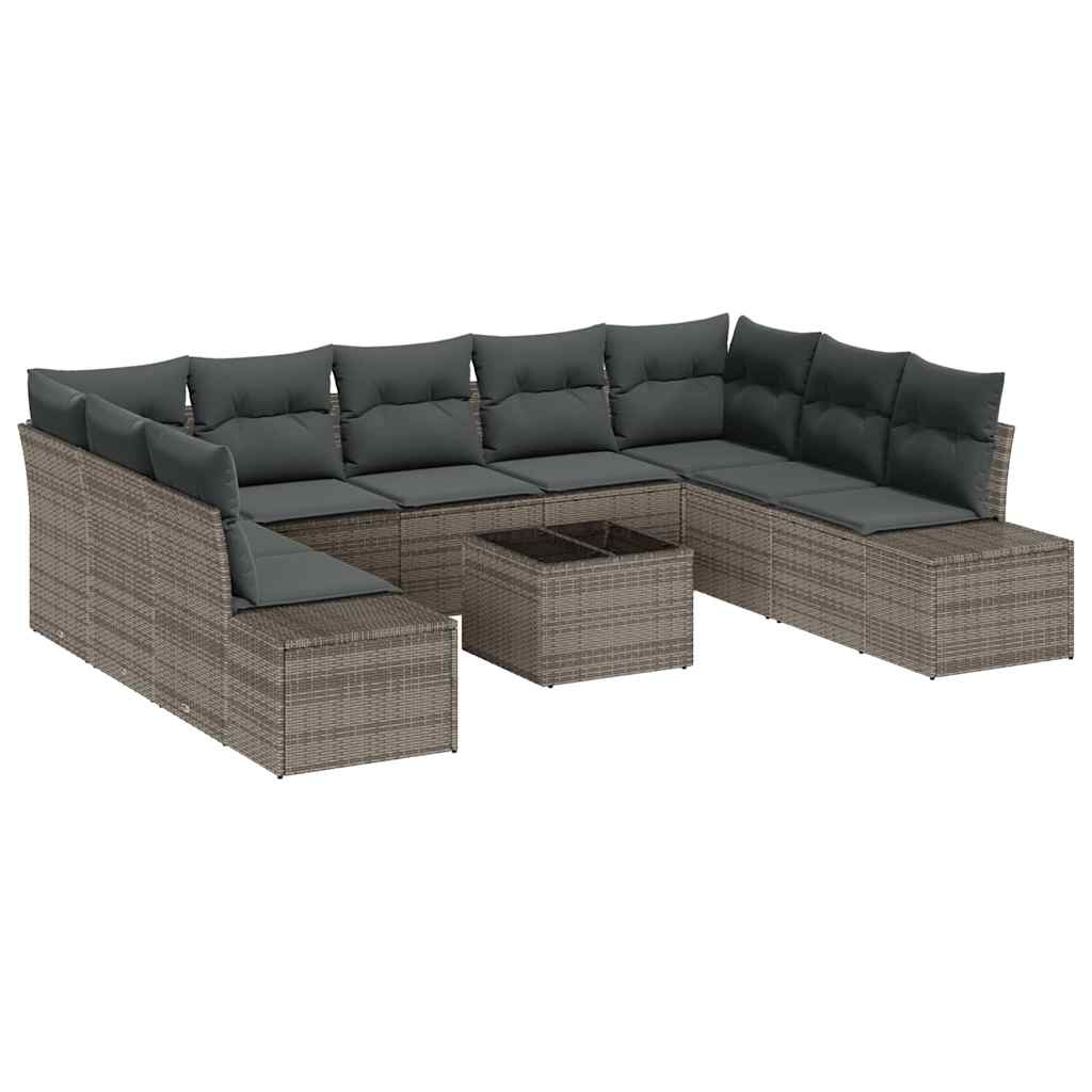 vidaXL Zestaw Sof na Ogród z poduszką 9 pcs Szary Technorattan