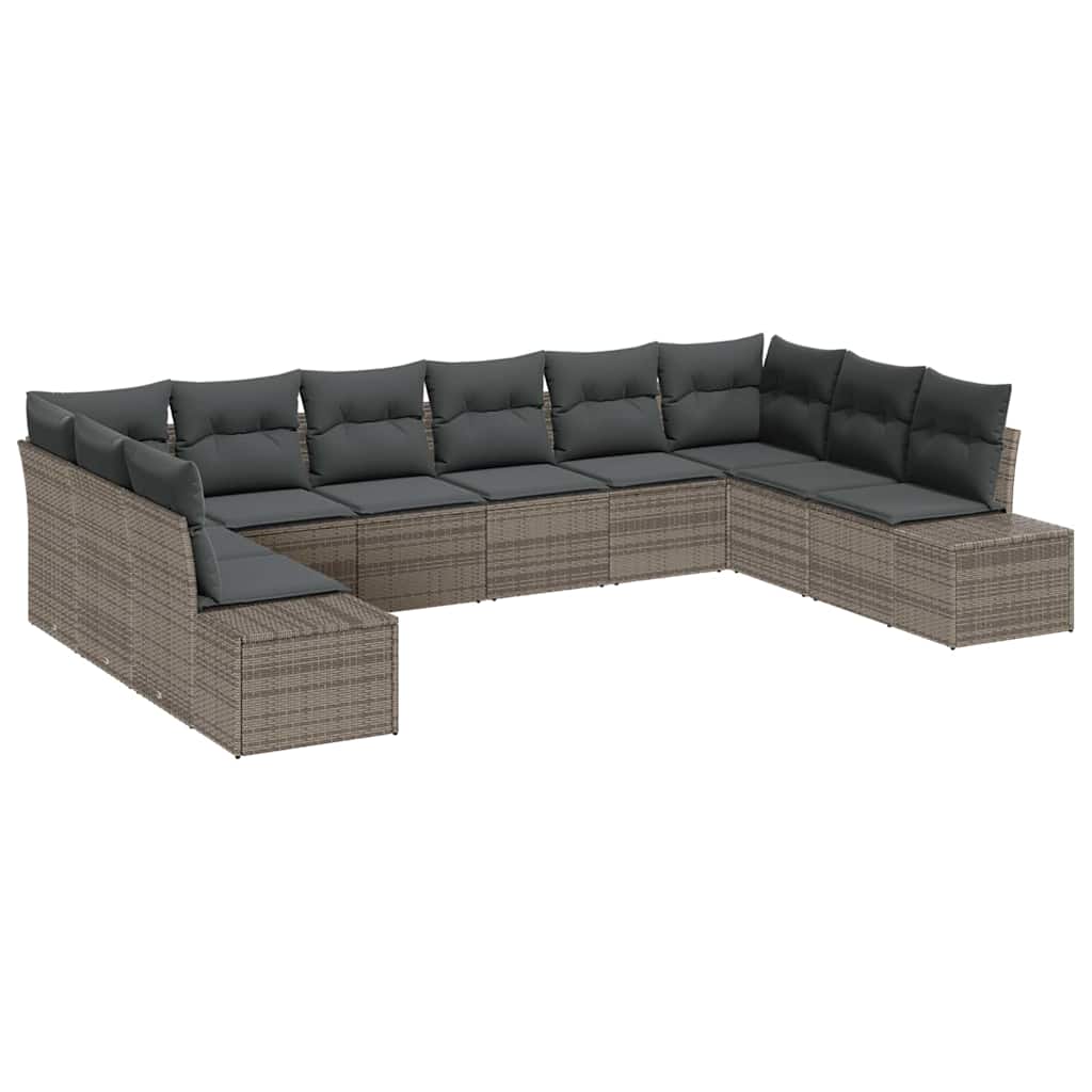 vidaXL Zestaw Sof na Ogród z poduszką 10 pcs Szary Technorattan