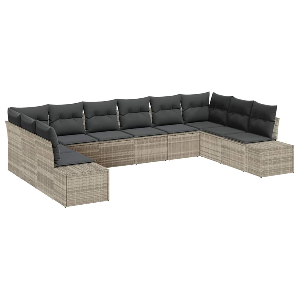 vidaXL Zestaw Sof na Ogród z poduszką 10 pcs Jasnoszary Technorattan