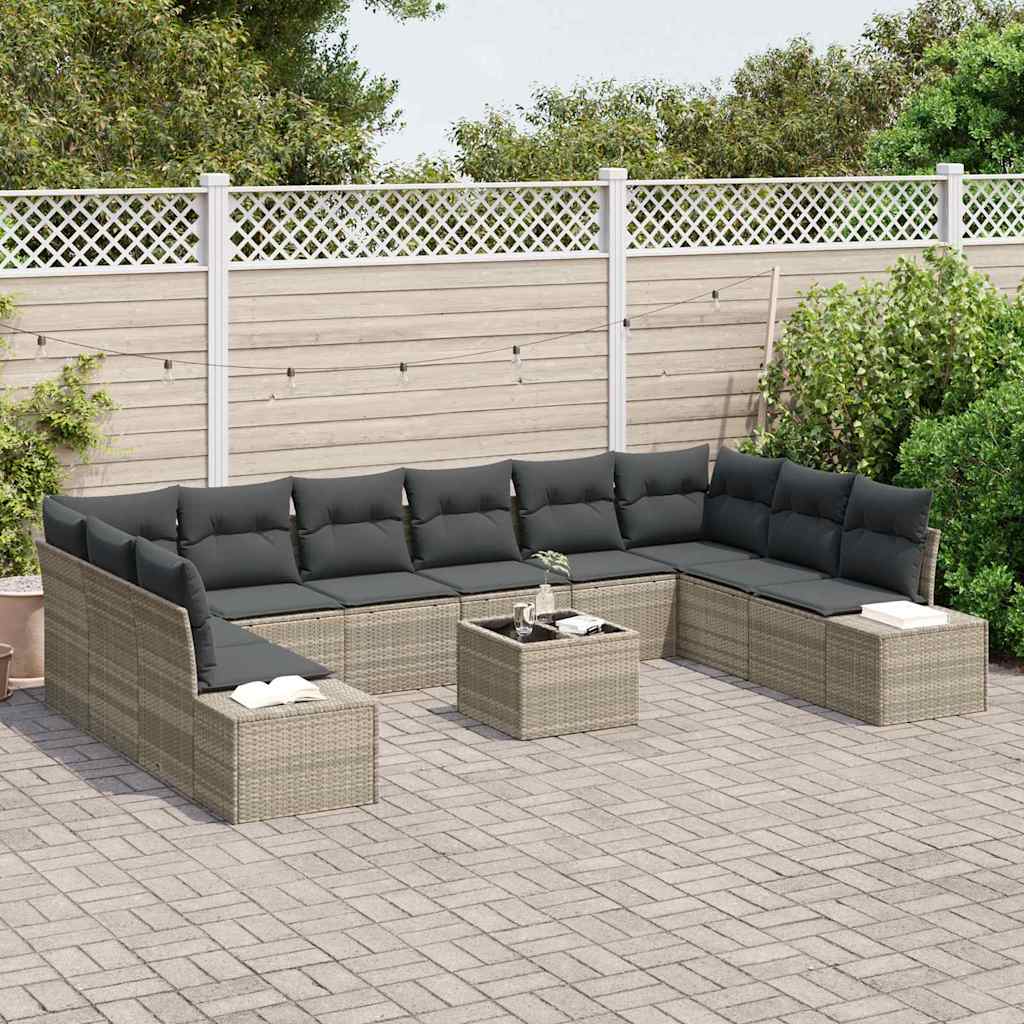 vidaXL Zestaw Sof na Ogród z poduszką 10 pcs Jasnoszary Technorattan