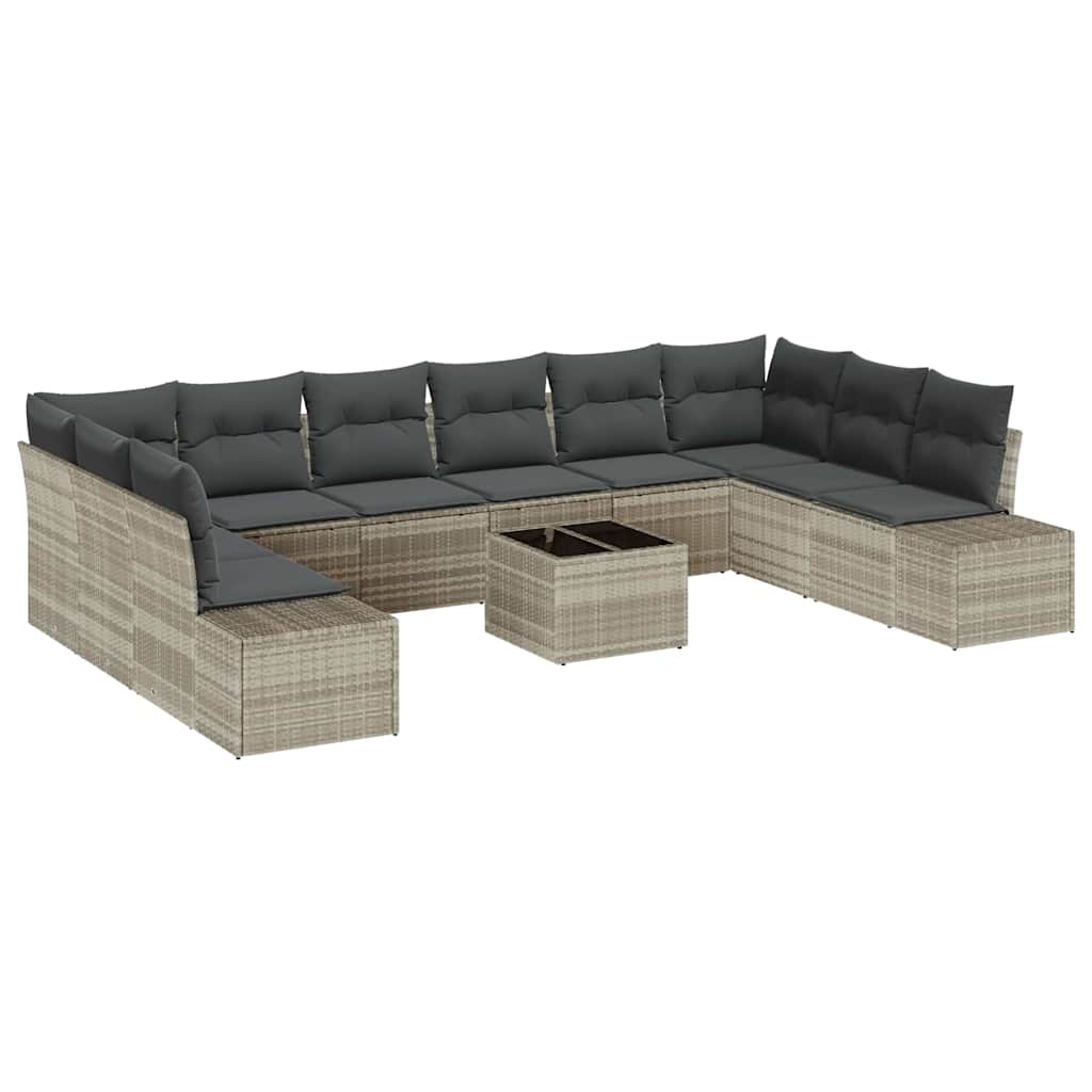vidaXL Zestaw Sof na Ogród z poduszką 10 pcs Jasnoszary Technorattan