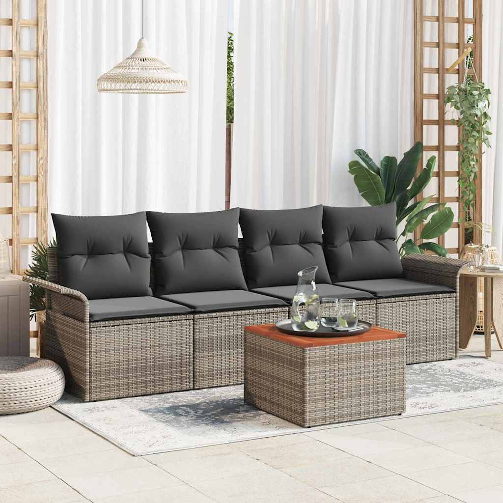 vidaXL Zestaw Sof na Ogród z przechowywaniem 5 pcs Szary polirattan