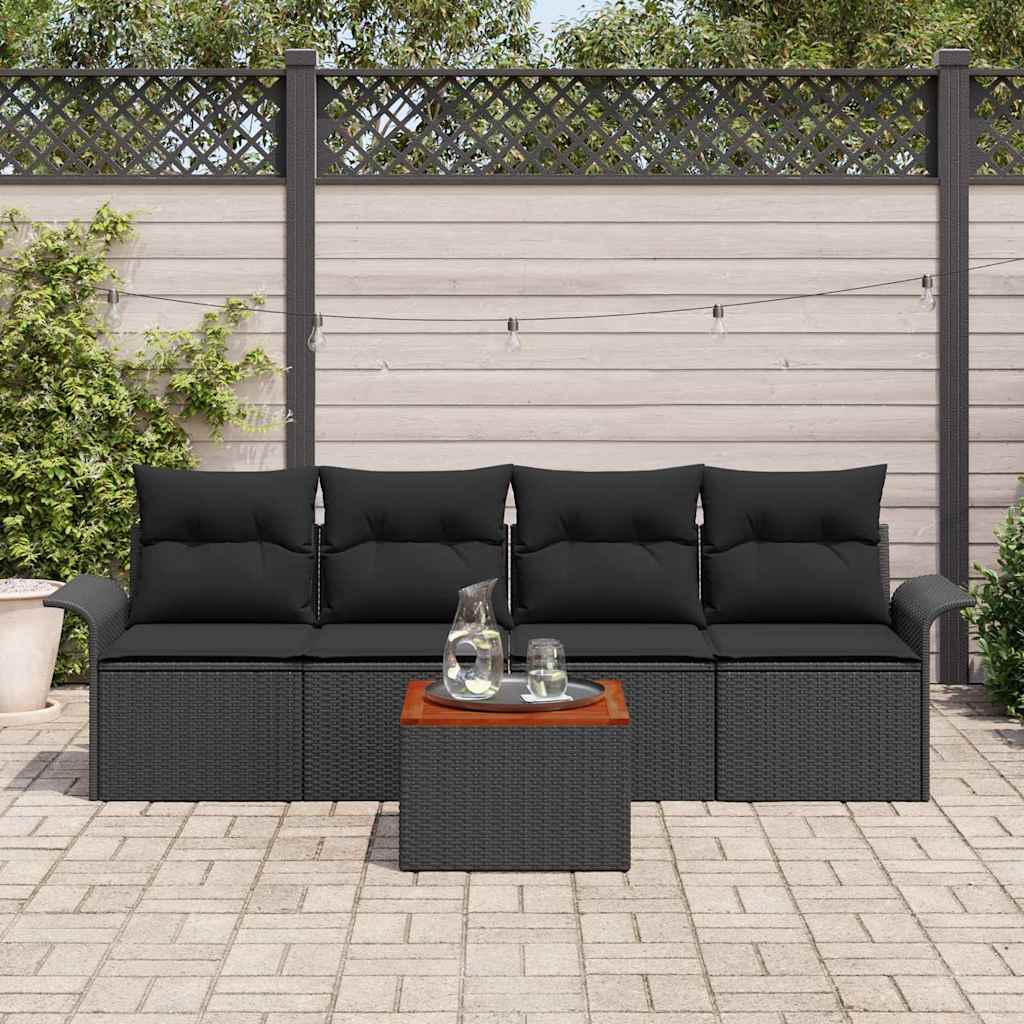 vidaXL Zestaw Sof na Ogród z przechowywaniem 5 pcs Czarny polirattan