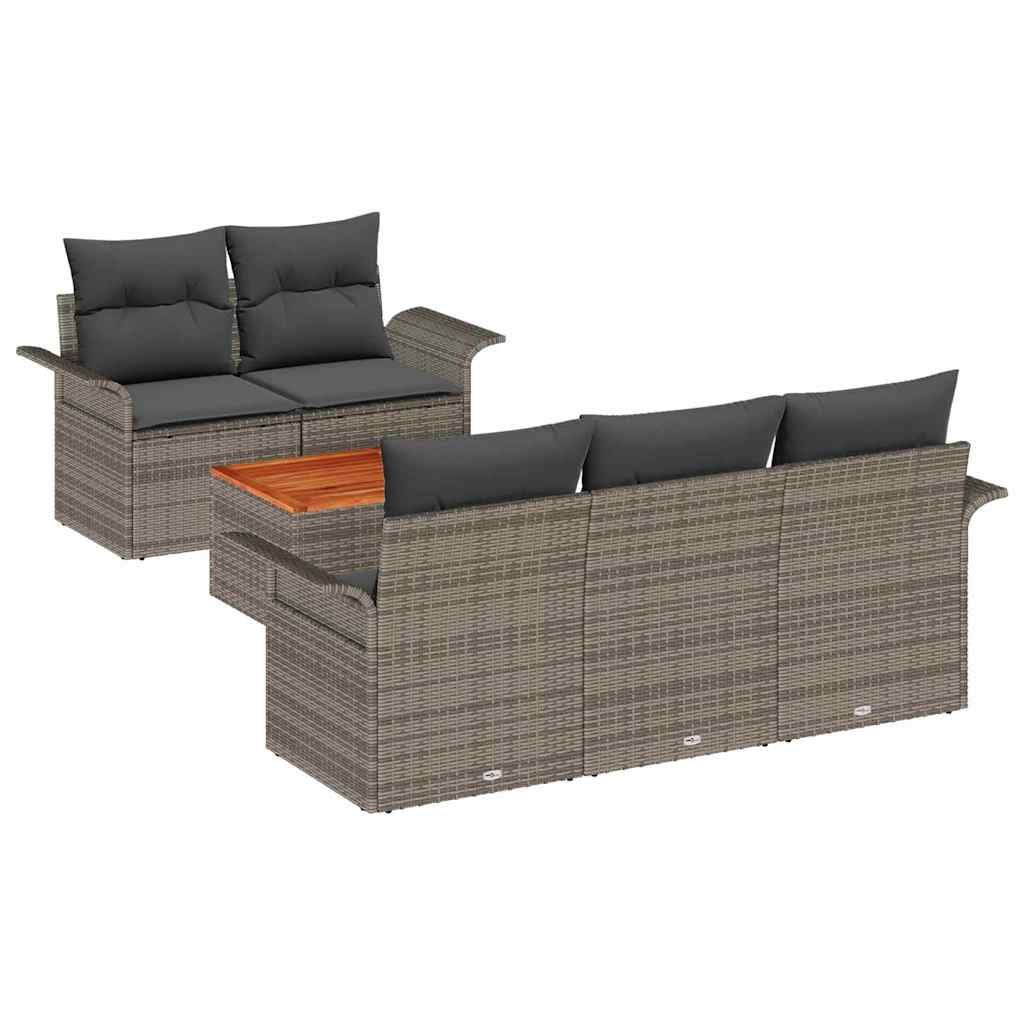 vidaXL Zestaw Sof na Ogród z przechowywaniem 6 pcs Szary polirattan