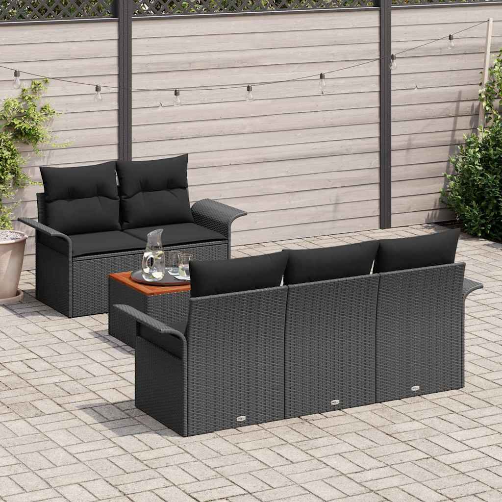 vidaXL Zestaw Sof na Ogród z przechowywaniem 6 pcs Czarny polirattan