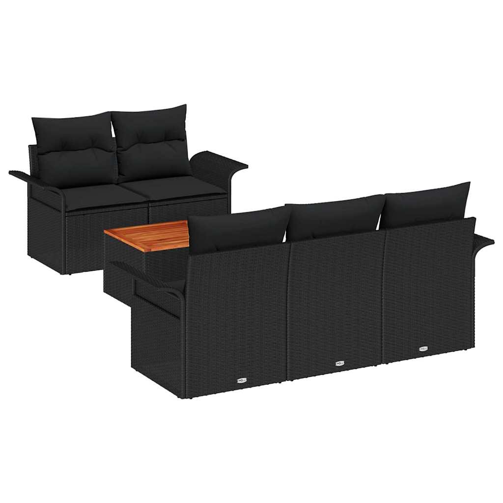 vidaXL Zestaw Sof na Ogród z przechowywaniem 6 pcs Czarny polirattan
