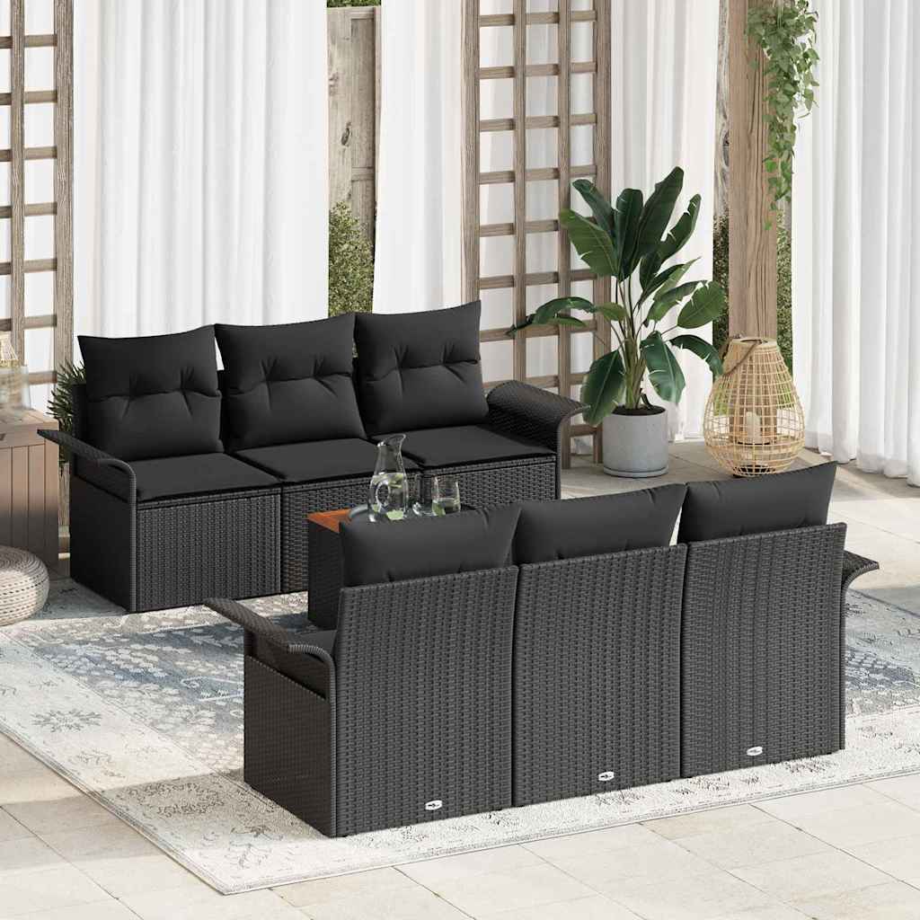 vidaXL Zestaw Sof na Ogród z przechowywaniem 7 pcs Czarny polirattan