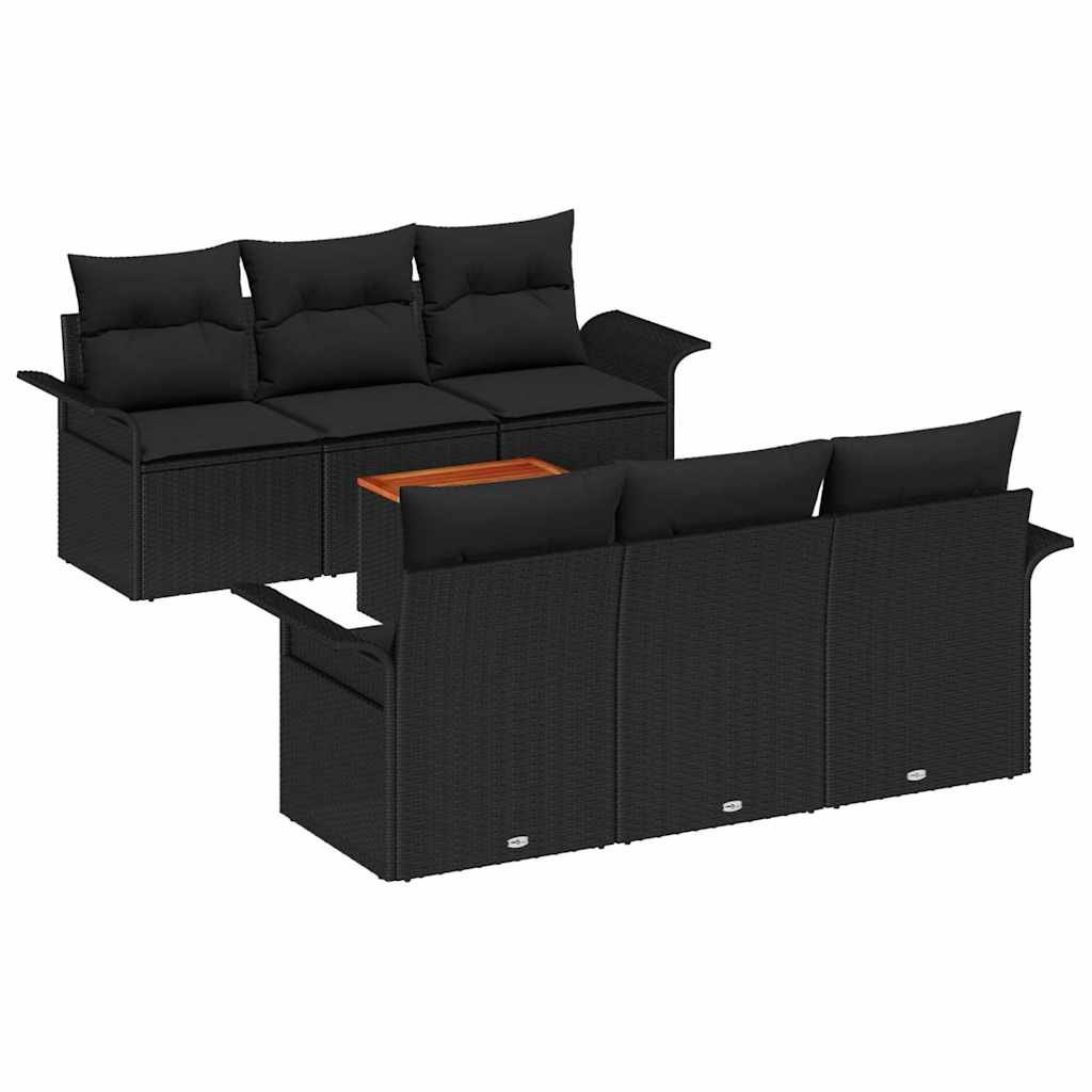 vidaXL Zestaw Sof na Ogród z przechowywaniem 7 pcs Czarny polirattan