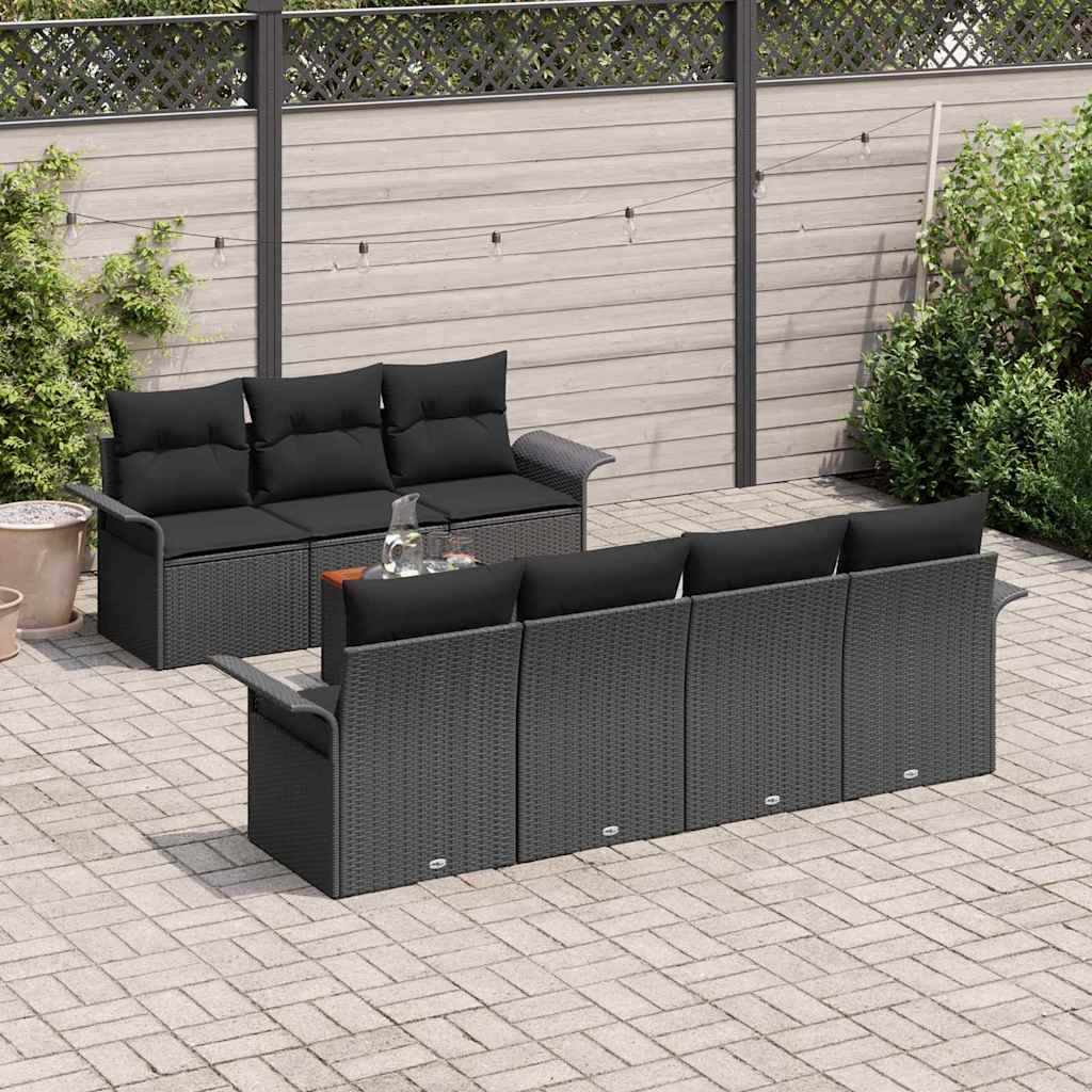 vidaXL Zestaw Sof na Ogród z przechowywaniem 8 pcs Czarny polirattan