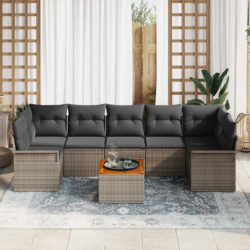 vidaXL Zestaw Sof na Ogród z przechowywaniem 8 pcs Szary polirattan