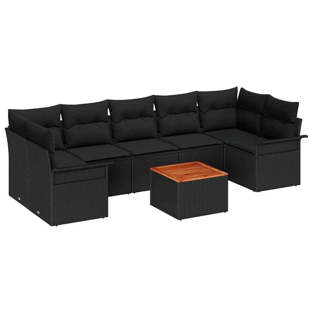 vidaXL Zestaw Sof na Ogród z przechowywaniem 8 pcs Czarny polirattan