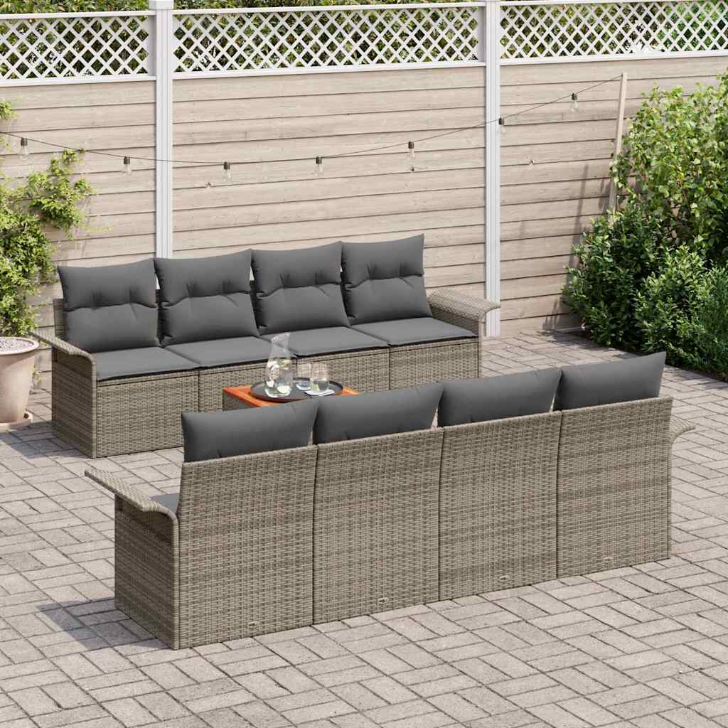 vidaXL Zestaw Sof na Ogród z przechowywaniem 9 pcs Szary polirattan