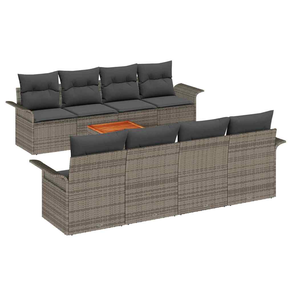 vidaXL Zestaw Sof na Ogród z przechowywaniem 9 pcs Szary polirattan