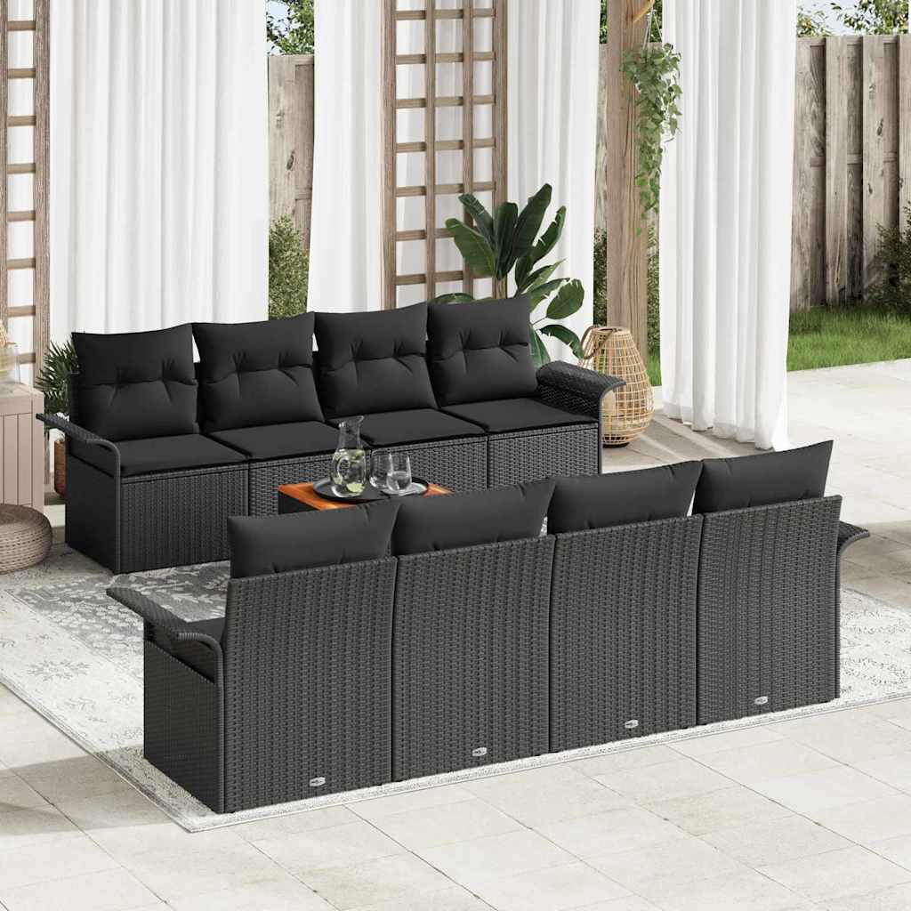 vidaXL Zestaw Sof na Ogród z przechowywaniem 9 pcs Czarny polirattan