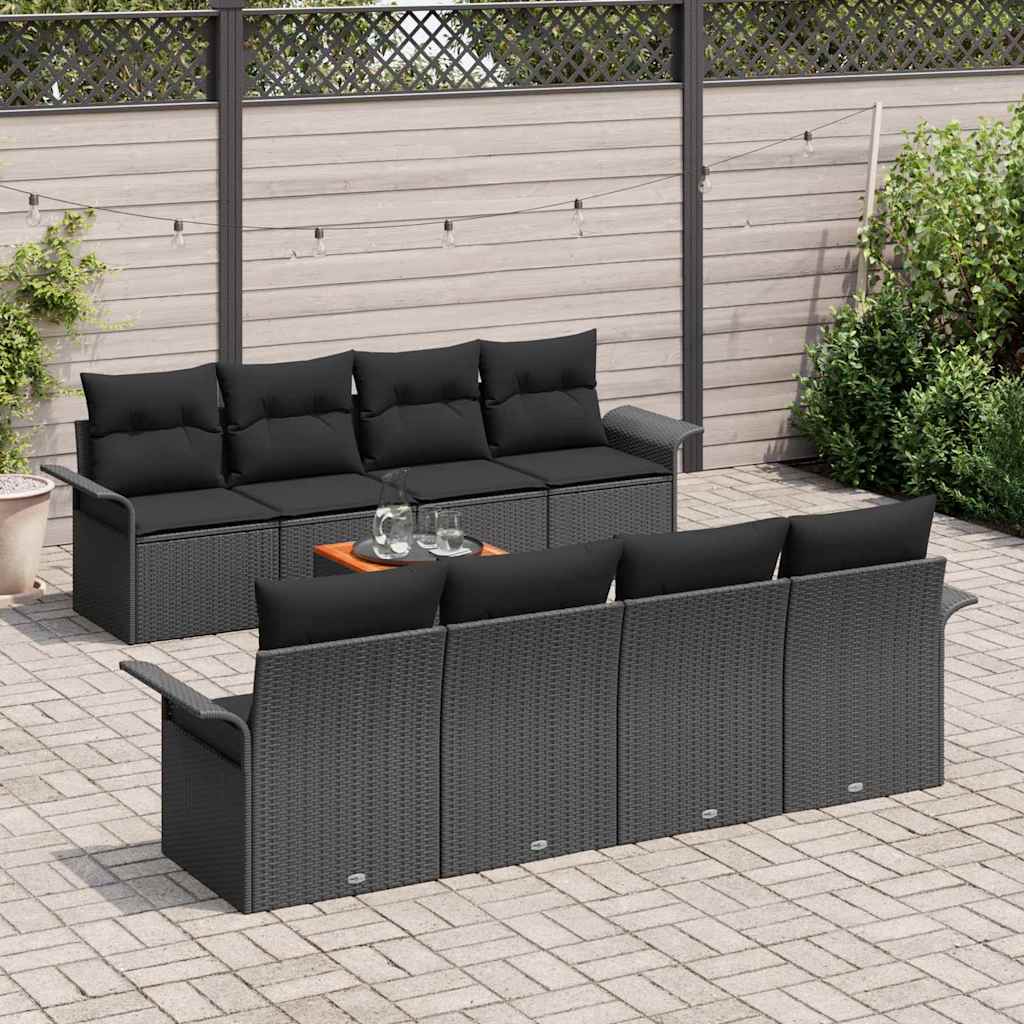 vidaXL Zestaw Sof na Ogród z przechowywaniem 9 pcs Czarny polirattan