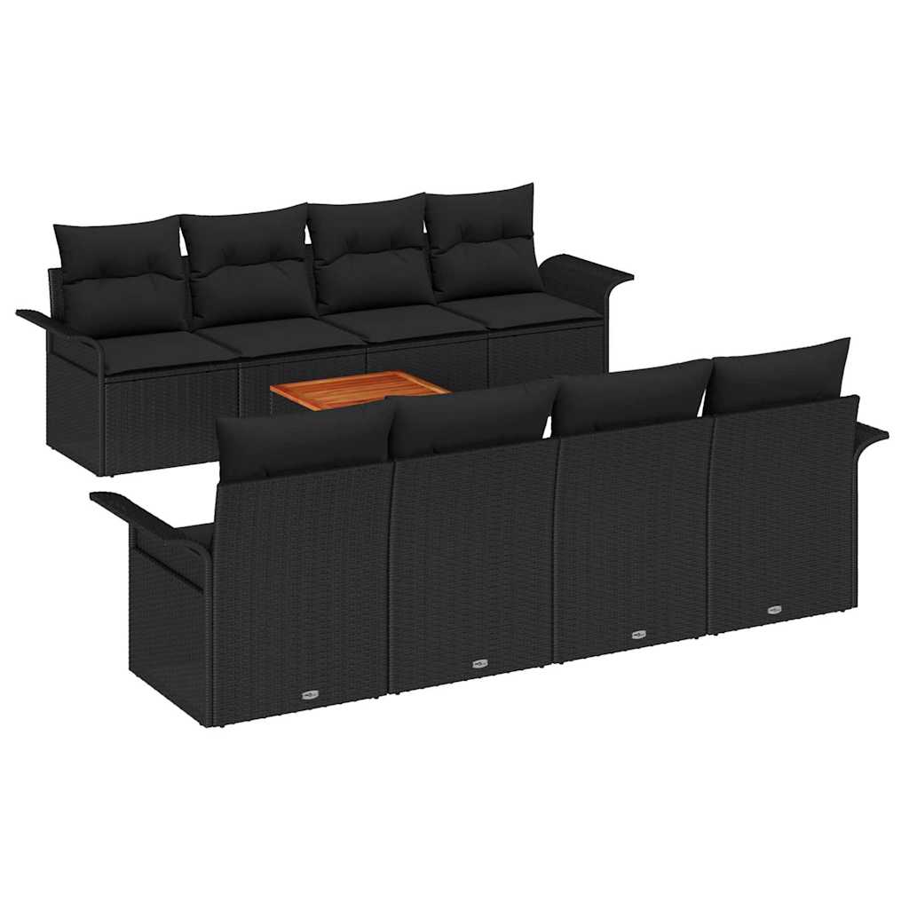 vidaXL Zestaw Sof na Ogród z przechowywaniem 9 pcs Czarny polirattan