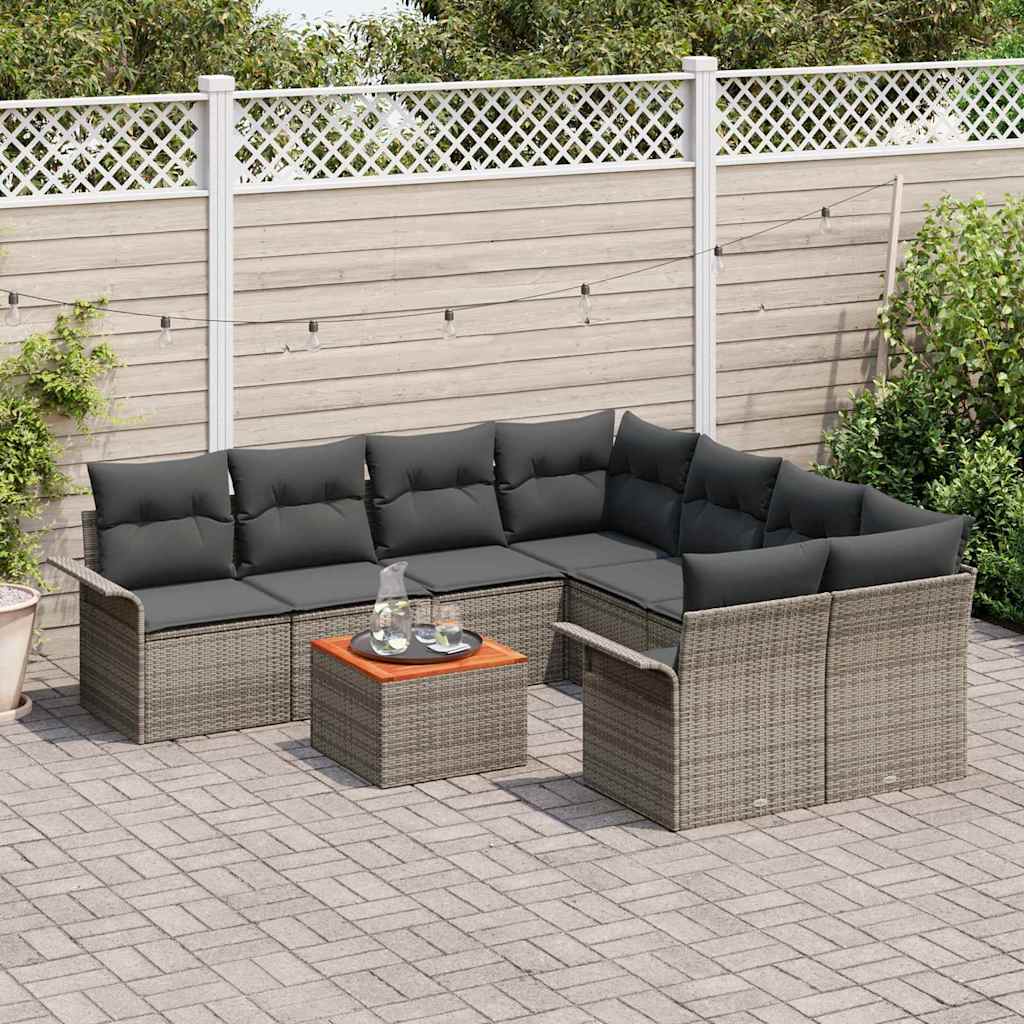 vidaXL Zestaw Sof na Ogród z przechowywaniem 9 pcs Szary polirattan