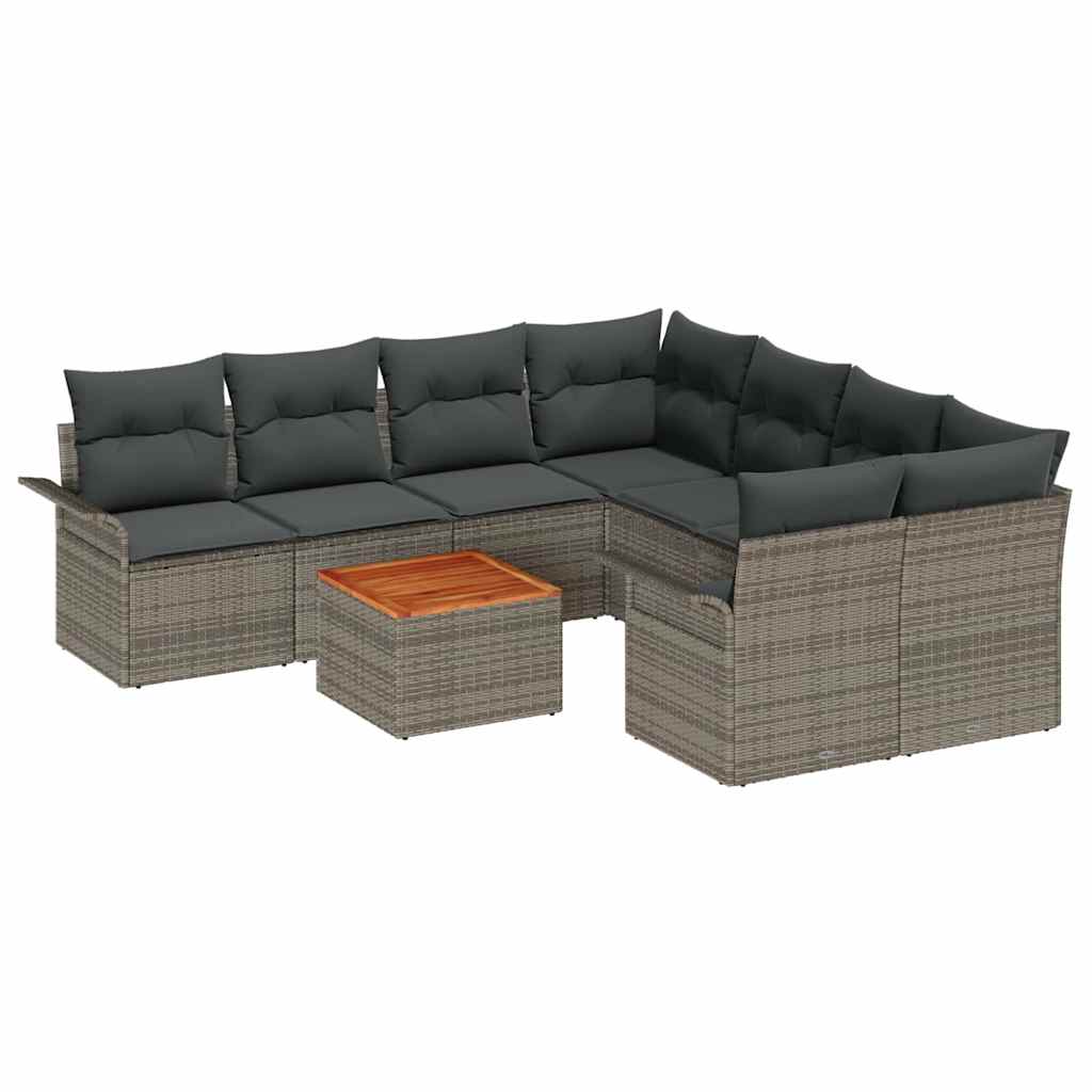 vidaXL Zestaw Sof na Ogród z przechowywaniem 9 pcs Szary polirattan