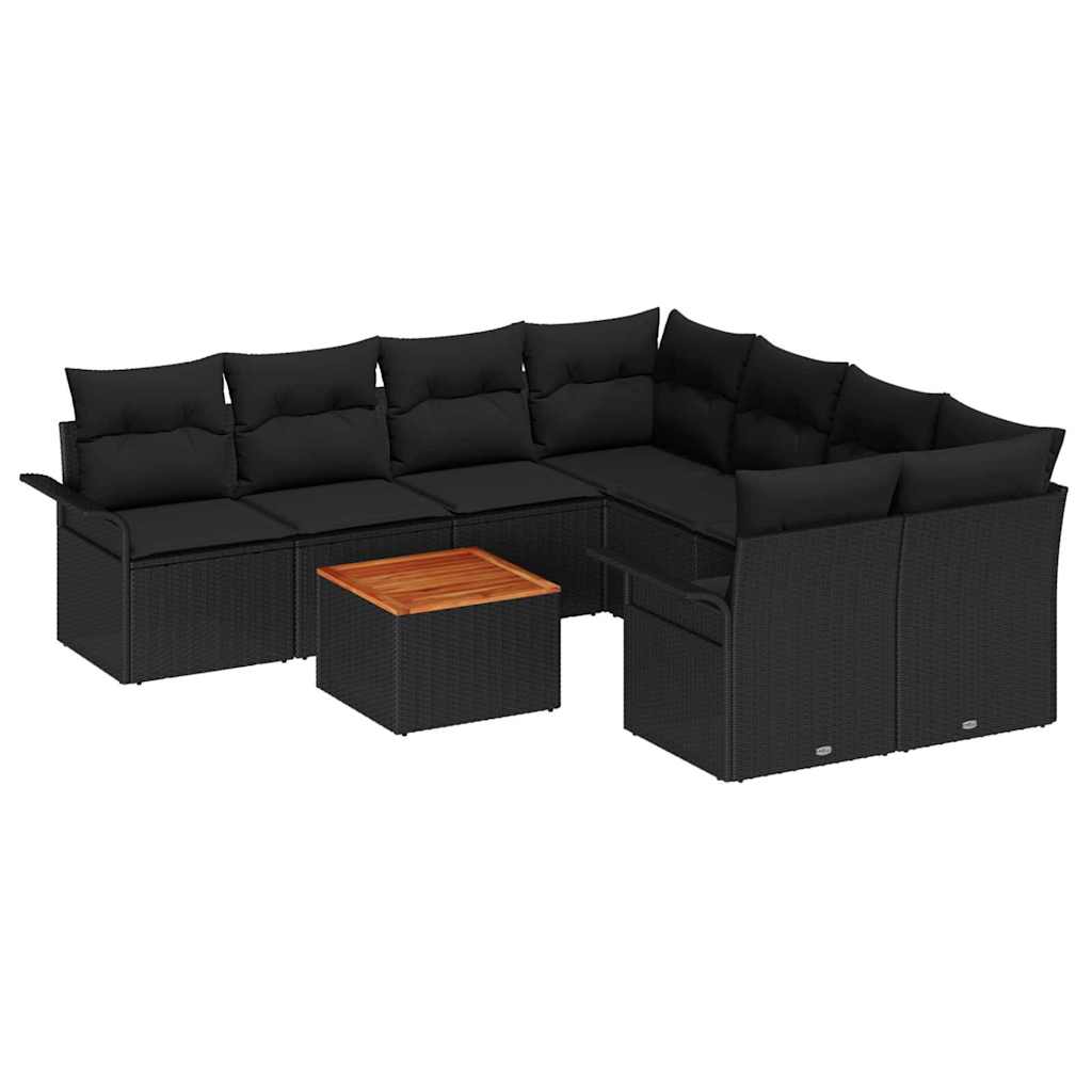 vidaXL Zestaw Sof na Ogród z przechowywaniem 9 pcs Czarny polirattan