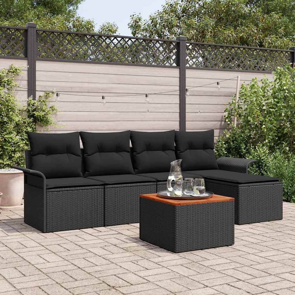 vidaXL Zestaw Sof na Ogród z przechowywaniem 6 pcs Czarny polirattan