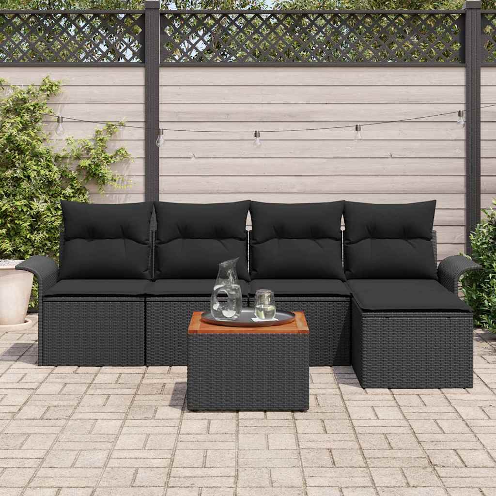 vidaXL Zestaw Sof na Ogród z przechowywaniem 6 pcs Czarny polirattan