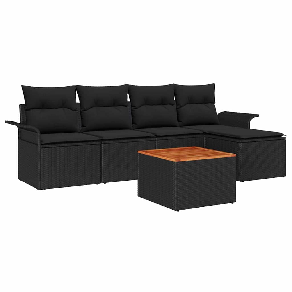 vidaXL Zestaw Sof na Ogród z przechowywaniem 6 pcs Czarny polirattan