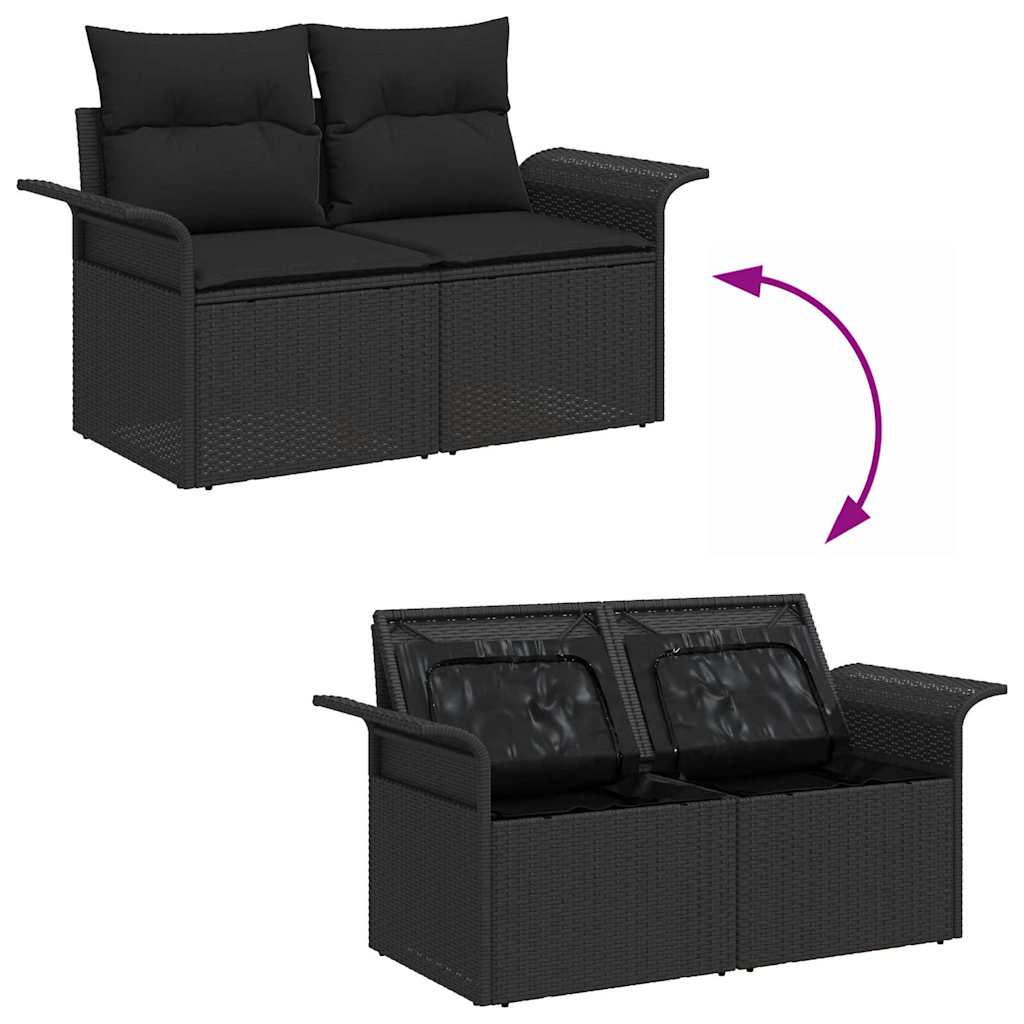 vidaXL Zestaw Sof na Ogród z przechowywaniem 6 pcs Czarny polirattan