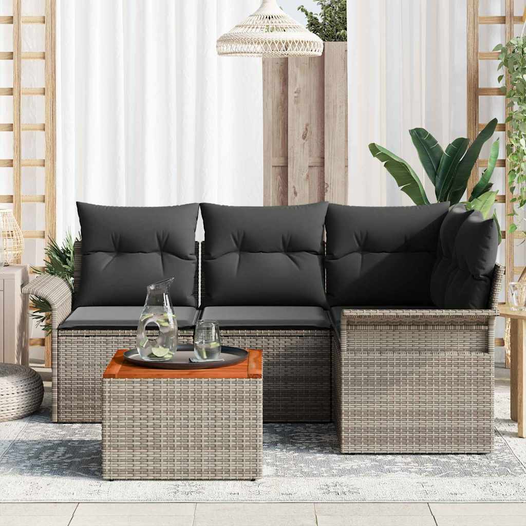 vidaXL Zestaw Sof na Ogród z przechowywaniem 5 pcs Szary polirattan