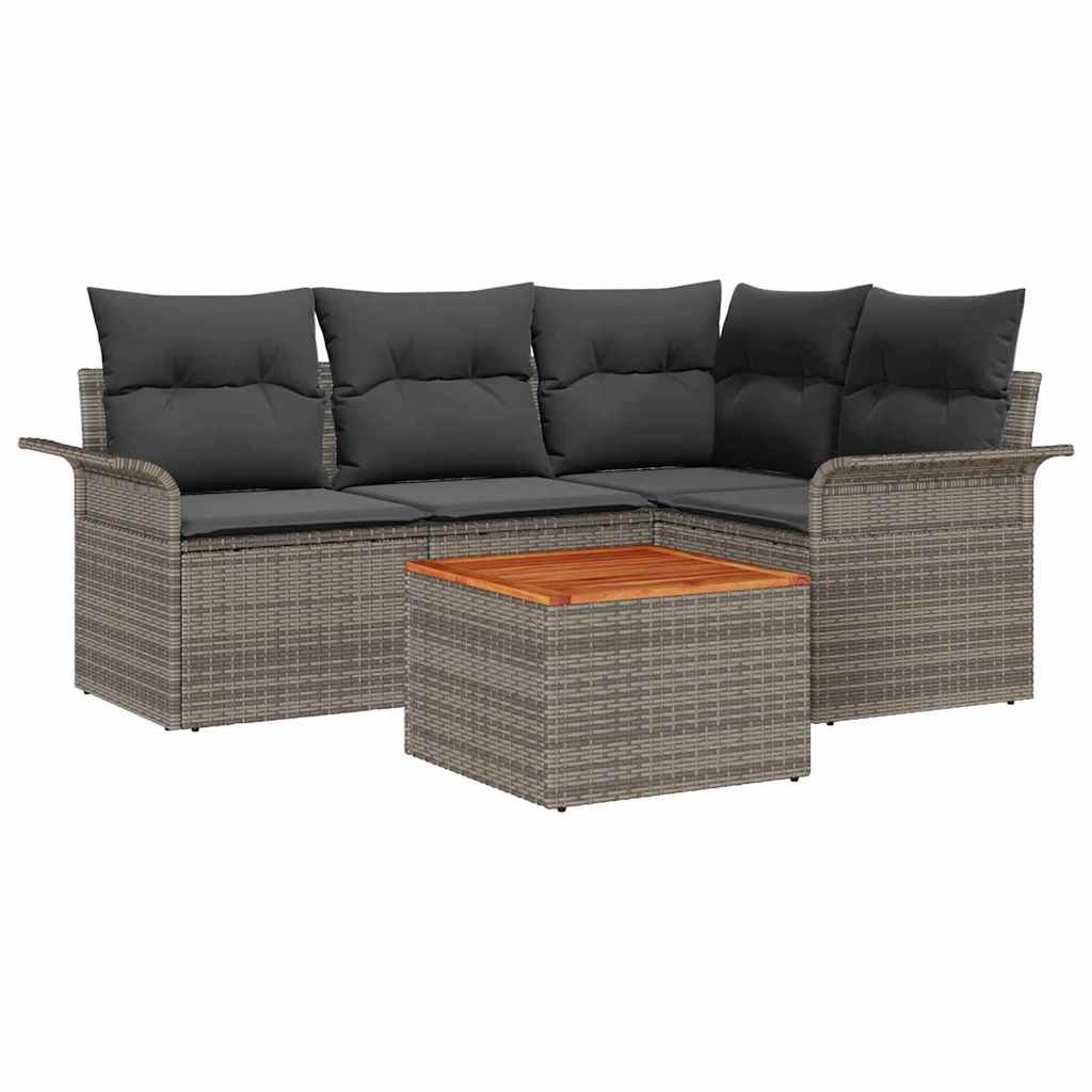 vidaXL Zestaw Sof na Ogród z przechowywaniem 5 pcs Szary polirattan