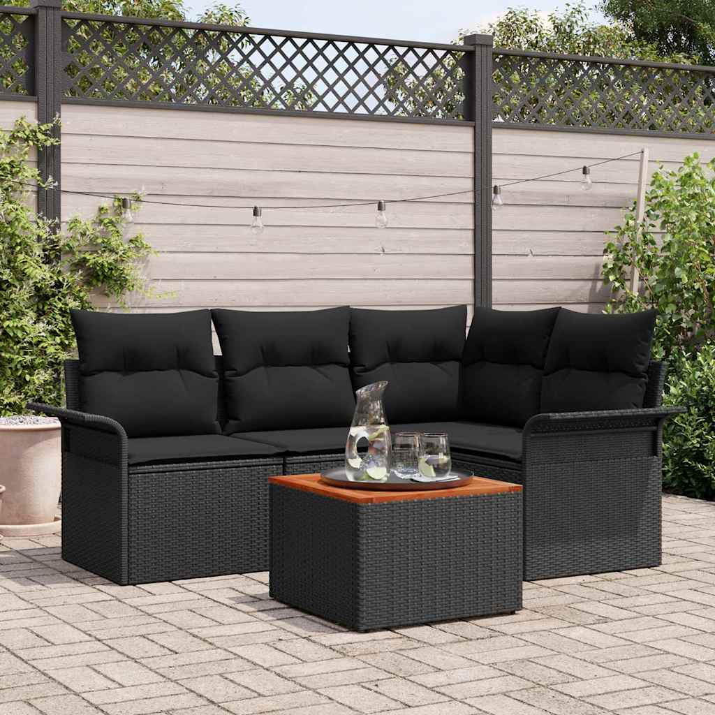 vidaXL Zestaw Sof na Ogród z przechowywaniem 5 pcs Czarny polirattan