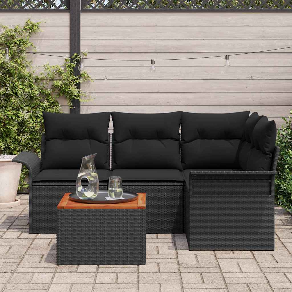 vidaXL Zestaw Sof na Ogród z przechowywaniem 5 pcs Czarny polirattan