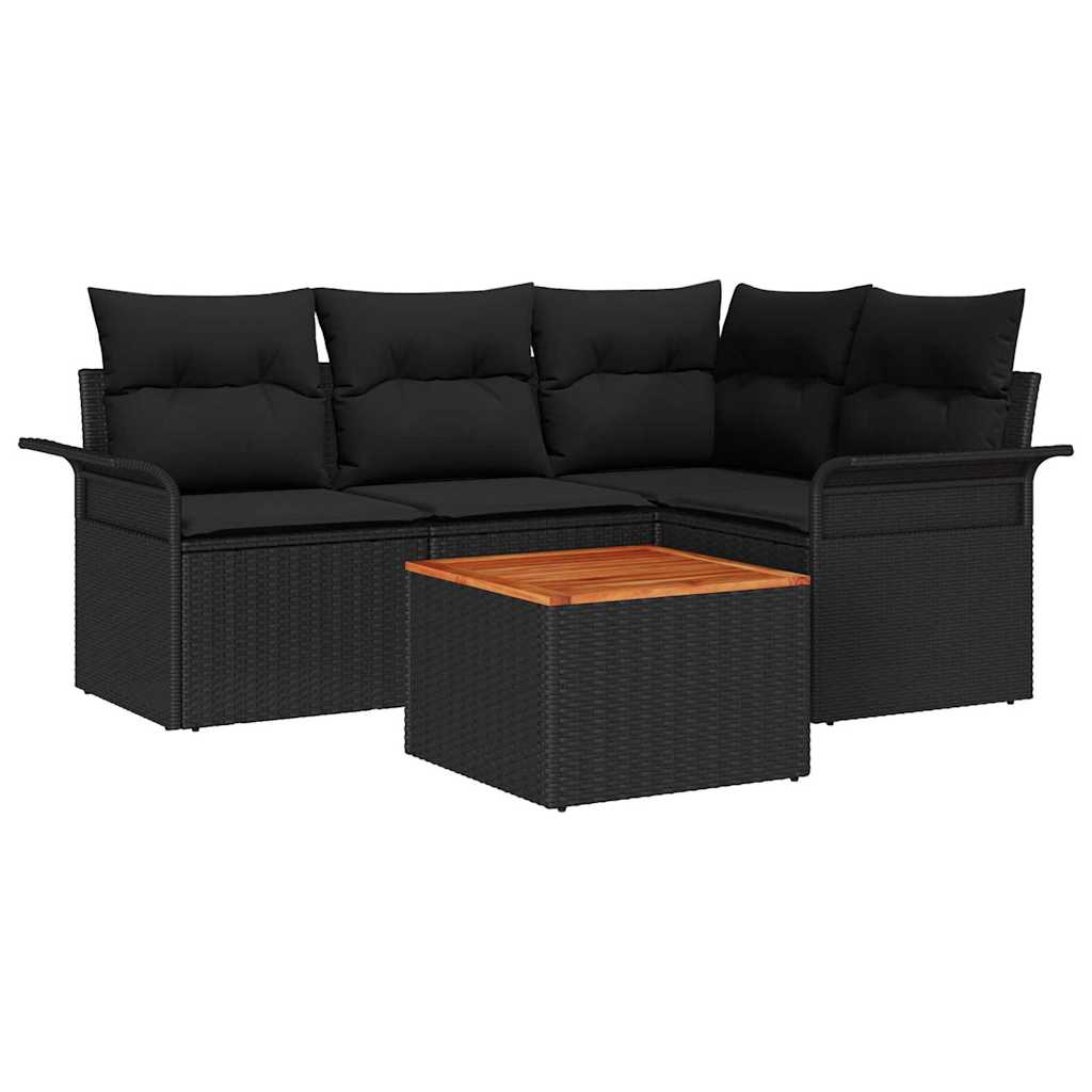 vidaXL Zestaw Sof na Ogród z przechowywaniem 5 pcs Czarny polirattan