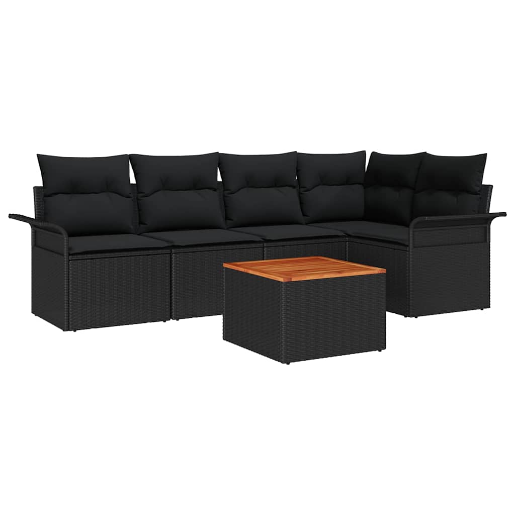 vidaXL Zestaw Sof na Ogród z przechowywaniem 6 pcs Czarny polirattan